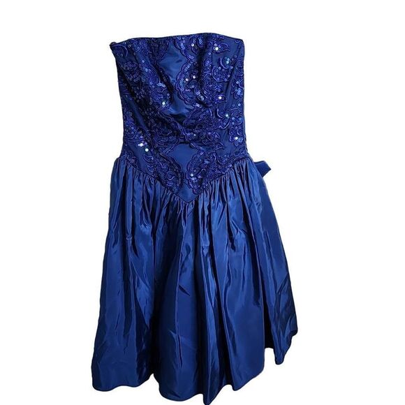 princess polly baby blue dress Women Size S Ann Mashburn Blue Iridescent Silk Shantung Drop Waist Dre –  VIDA STYLE SHOP main image 0